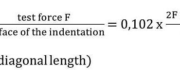 Fórmula para cálculo da dureza Vickers